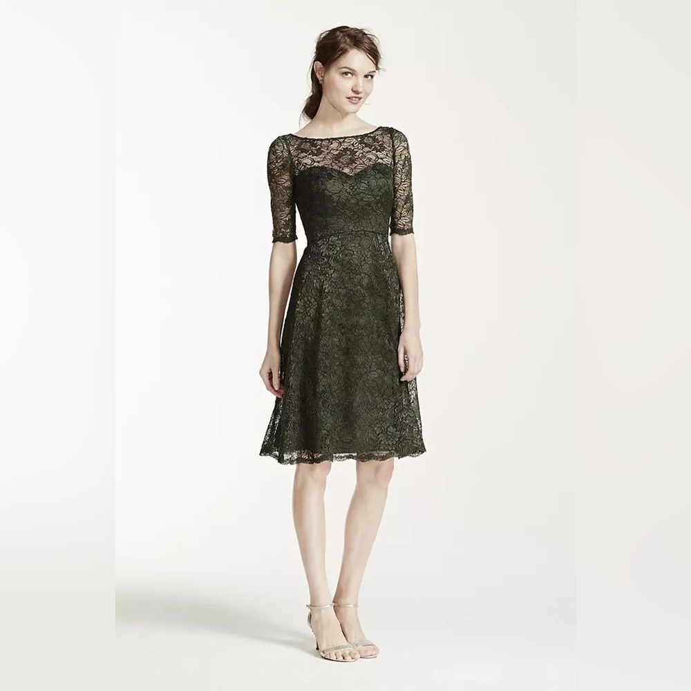 David’s Bridal Navy Blue Black Lace Dress Size 2